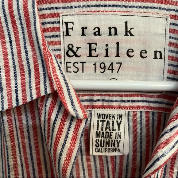 COPY - Frank & Eileen Red White blue Striped Linen Button Down Blouse Size medi… - Picture 6 of 7